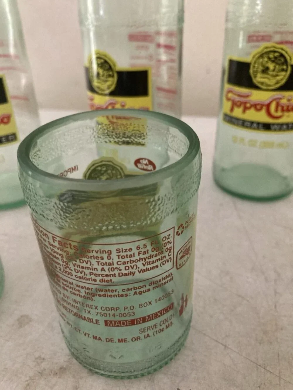 Upcycled Topo Chico Drinking Glasses Handmade Recycled Glass Tumblers Set Of 8